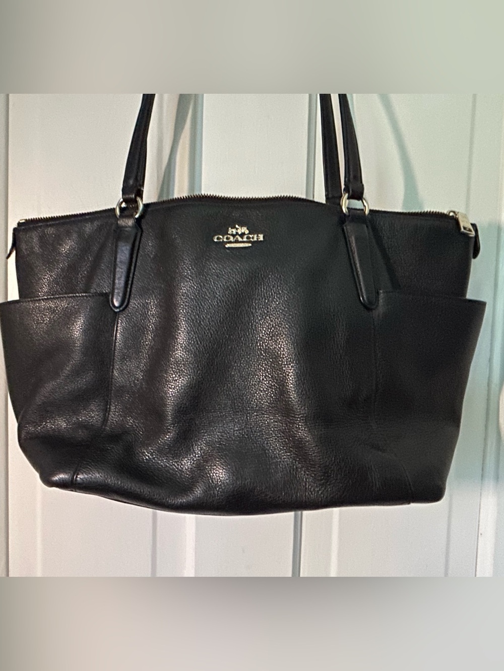 Coach Black Pebbled Leather Shoulder Bag with Gold Hardware